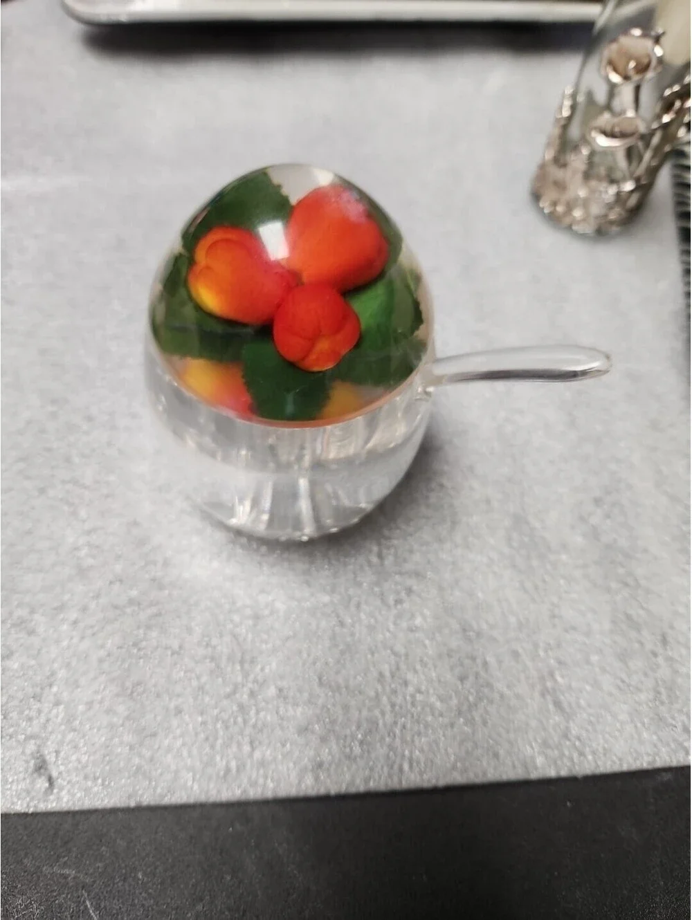 Vtg Lucite Perspex Acrylic Jam Pot with Fruit Lid Asorable!